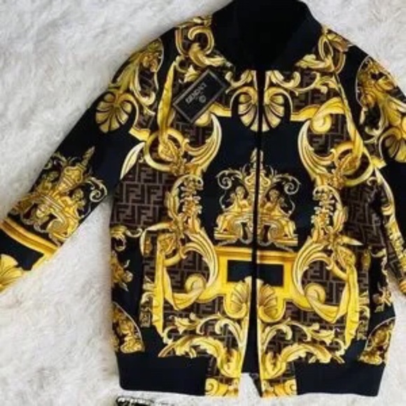 Fendace Gold Baroque Bomber Jacket NWT - Picture 2 of 8